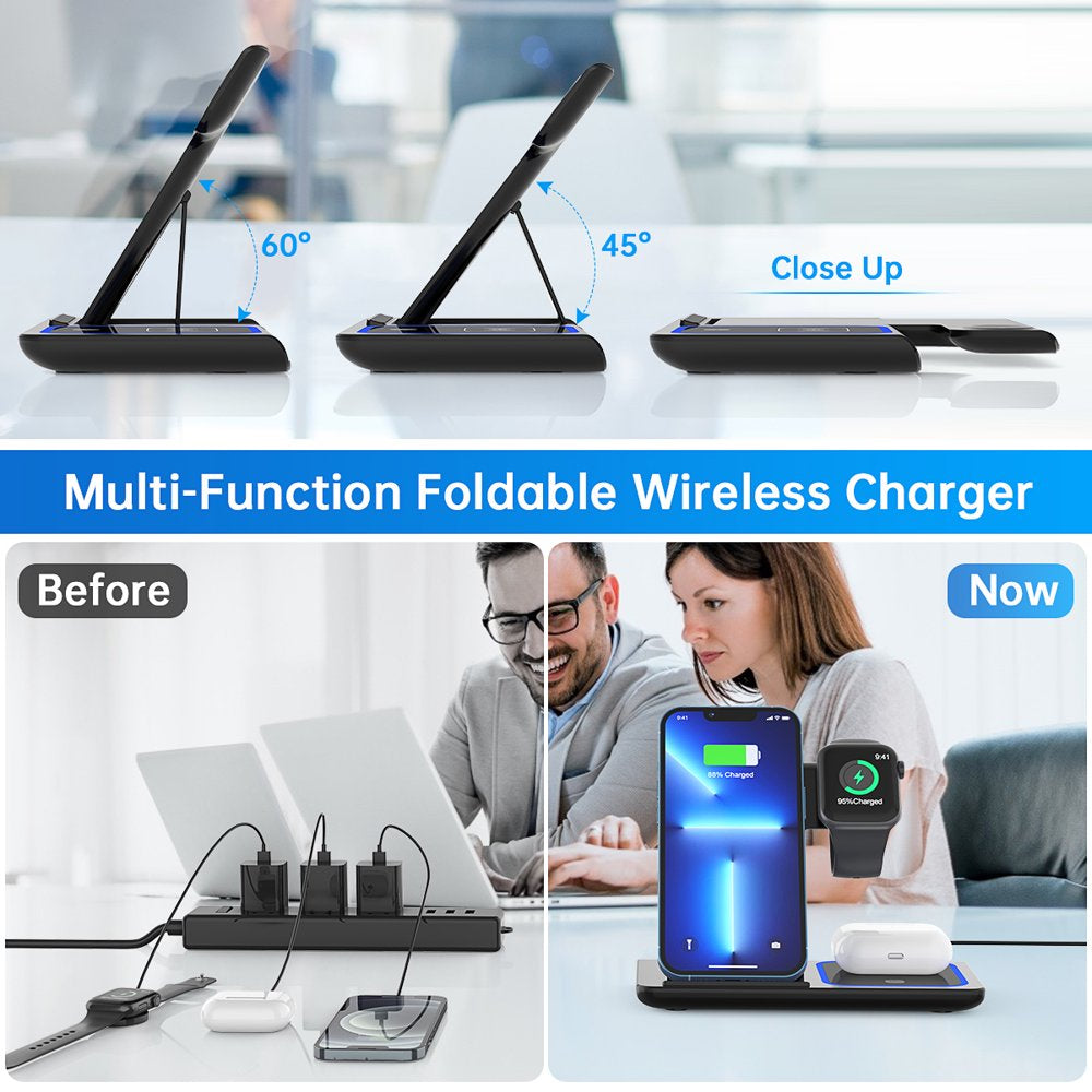 3- in -1 Wireless Charger 18W Fast Charger Pad Stand Charging Station Dock 
